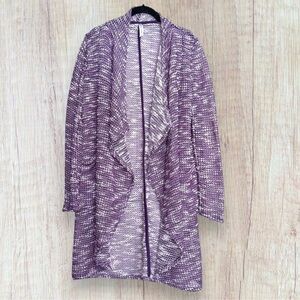 FABLETICS Purple Tweed Moscow Flowy Open Front Waterfall Lightweight Cardigan XS